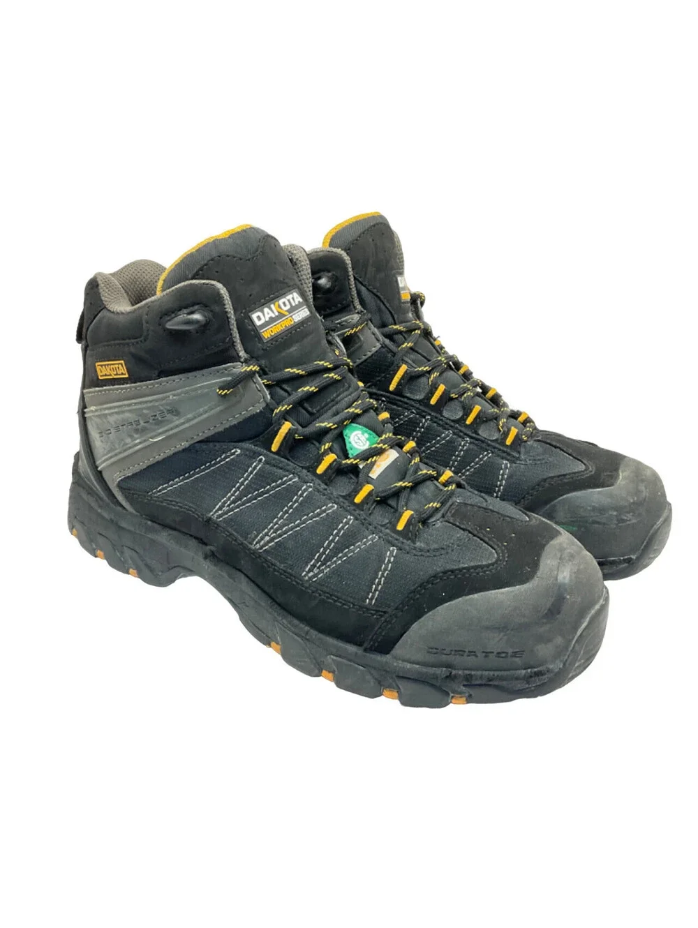 DAKOTA Men's Mid-Cut Quad Comfort Steel Toe CP Work Safety Boot Black Size 10W/L